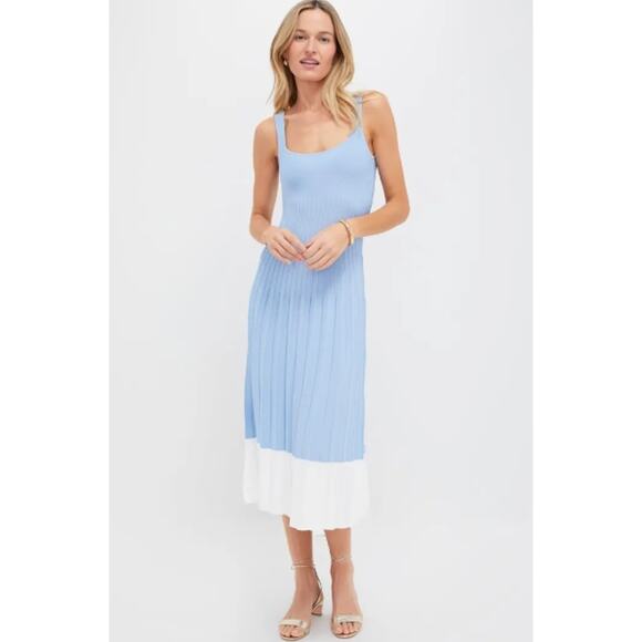 STAUD Clear Blue and White Ellison Dress Size M NWOT Retail $295 - Picture 1 of 5